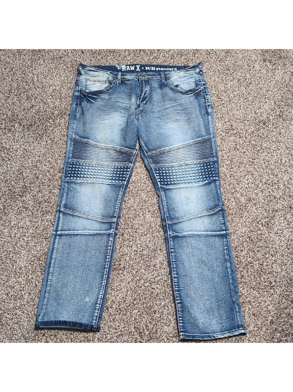 Raw X Moto Jeans Acid Wash Vintage Inspired Men's 34x32 Jeans